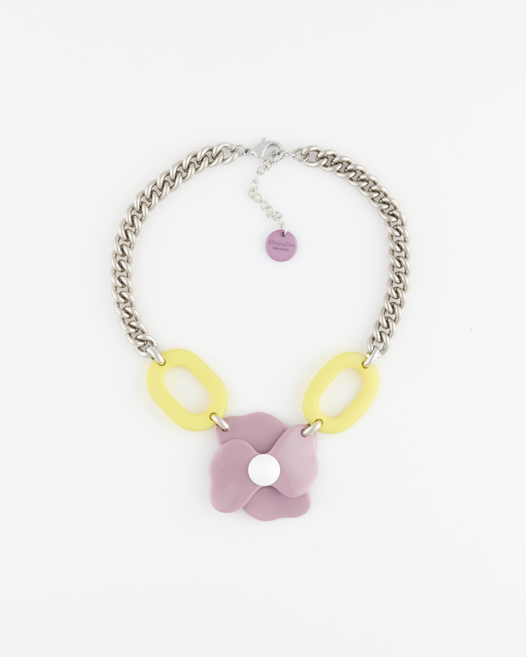 Collana Girocollo Elemento Fiore Lilla e Giallo