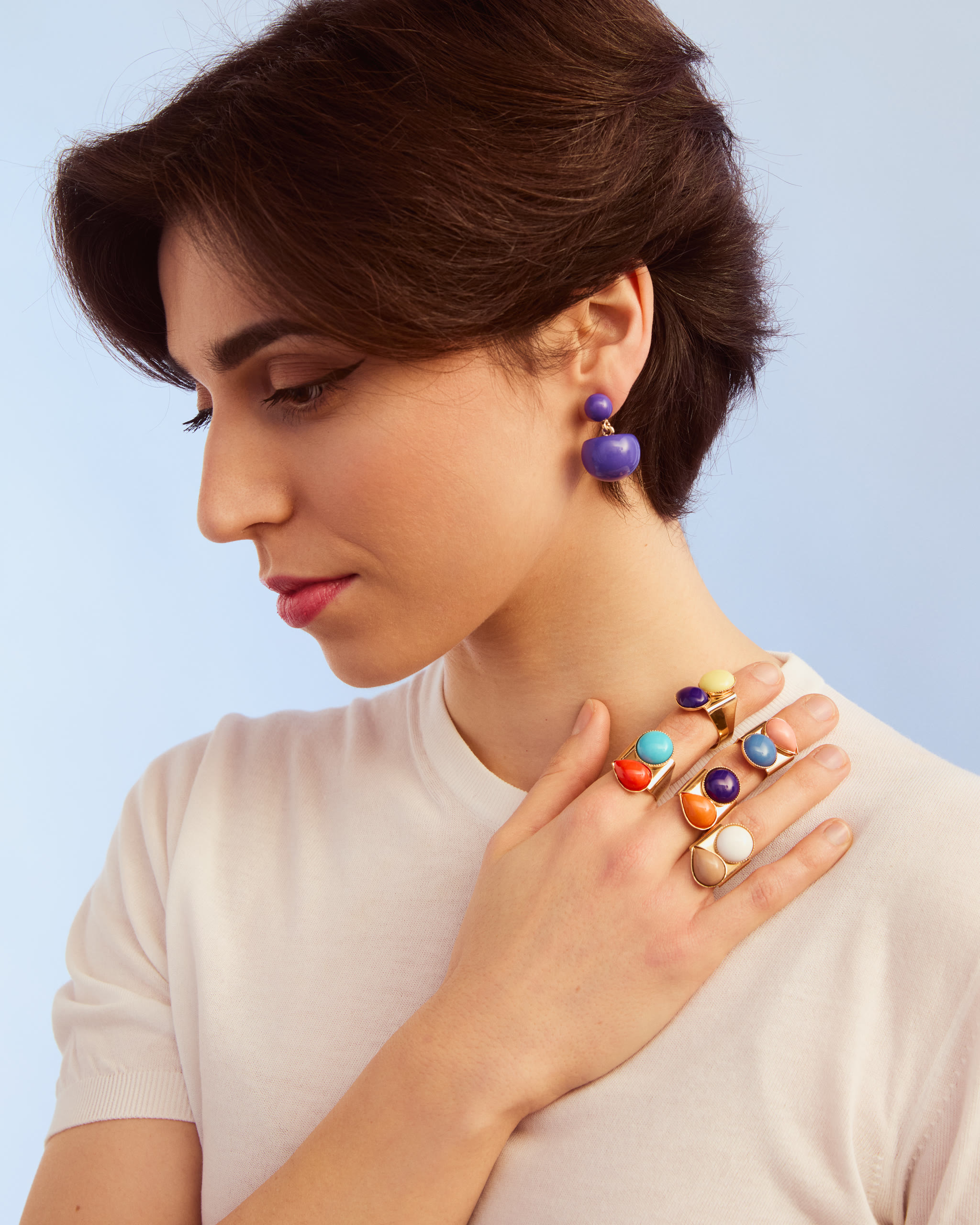 Anello regolabile Doppia Resina Avio/Cipria - immagine 3