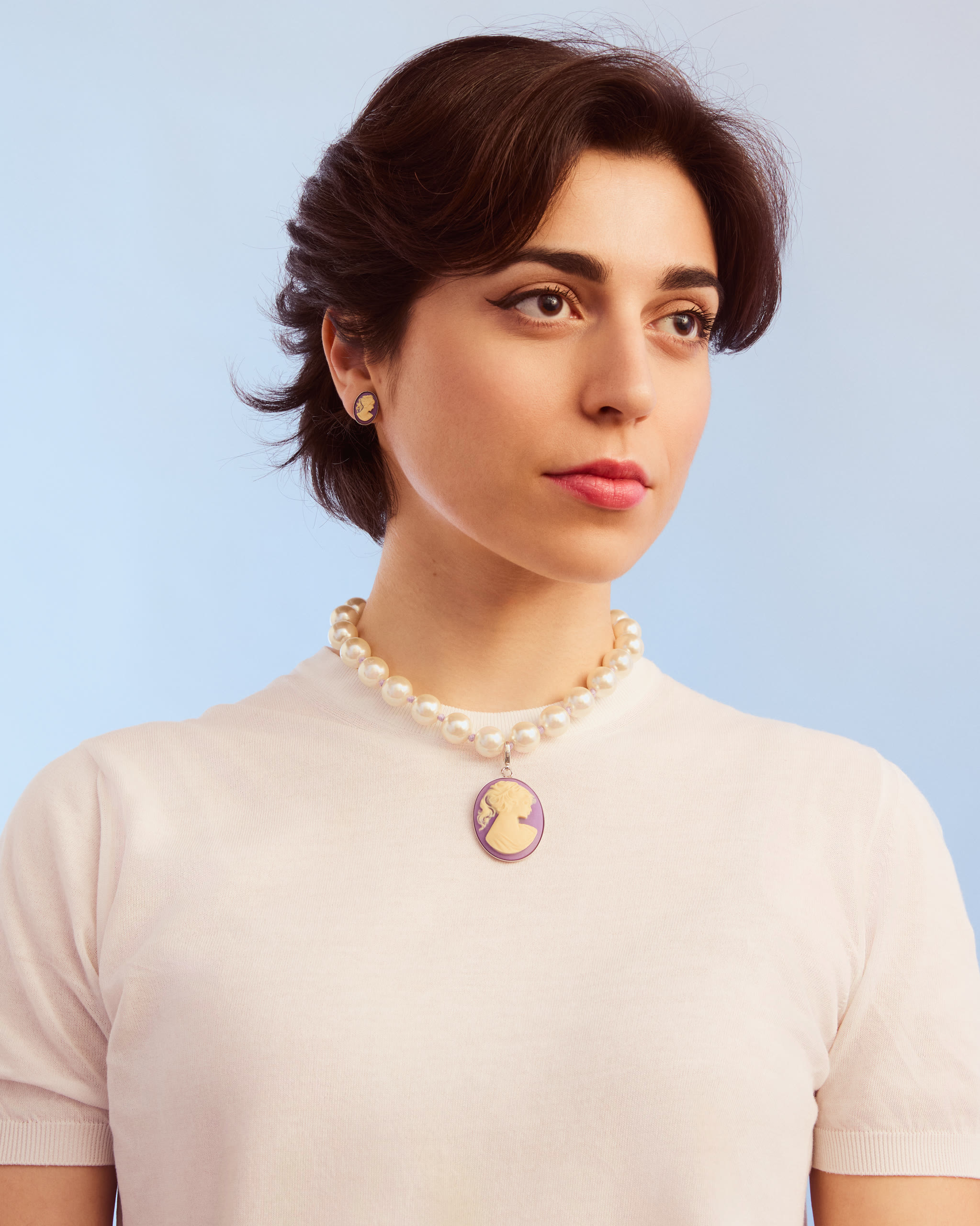 Collana Girocollo Perle+ Cammeo con moschetttone Corniola - immagine 4