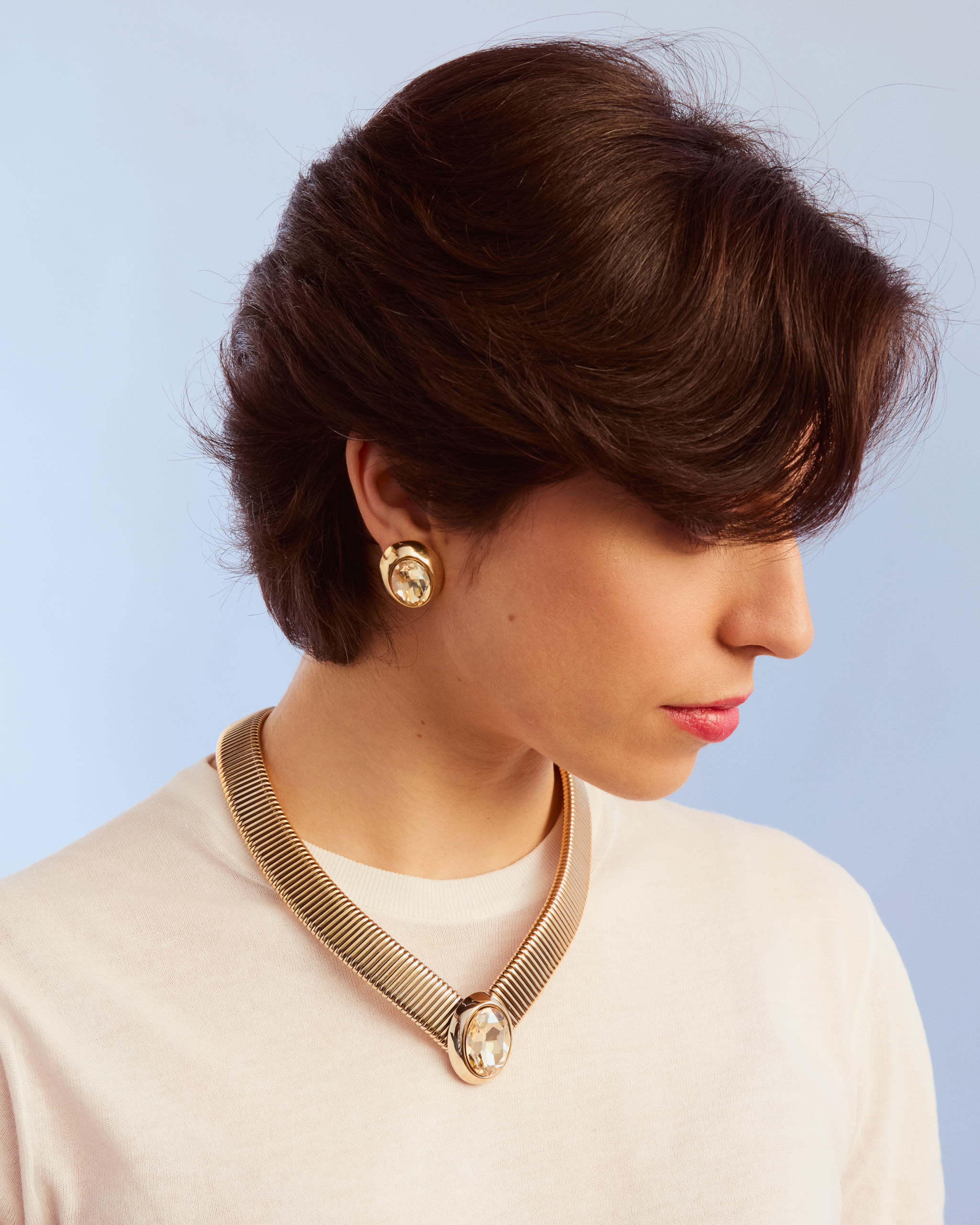 Collana Cleopatra Girocollo con Strass Ovalei Golden Shadow - immagine 3