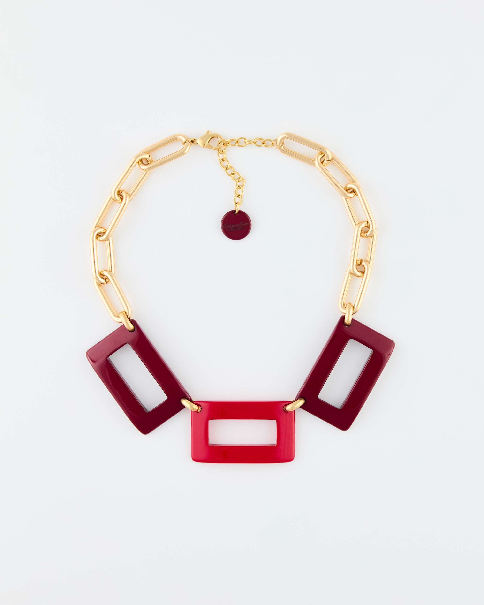 Collana Girocollo Bordeaux & Fuxia con 3 elementi macro cm 45 + 8 all