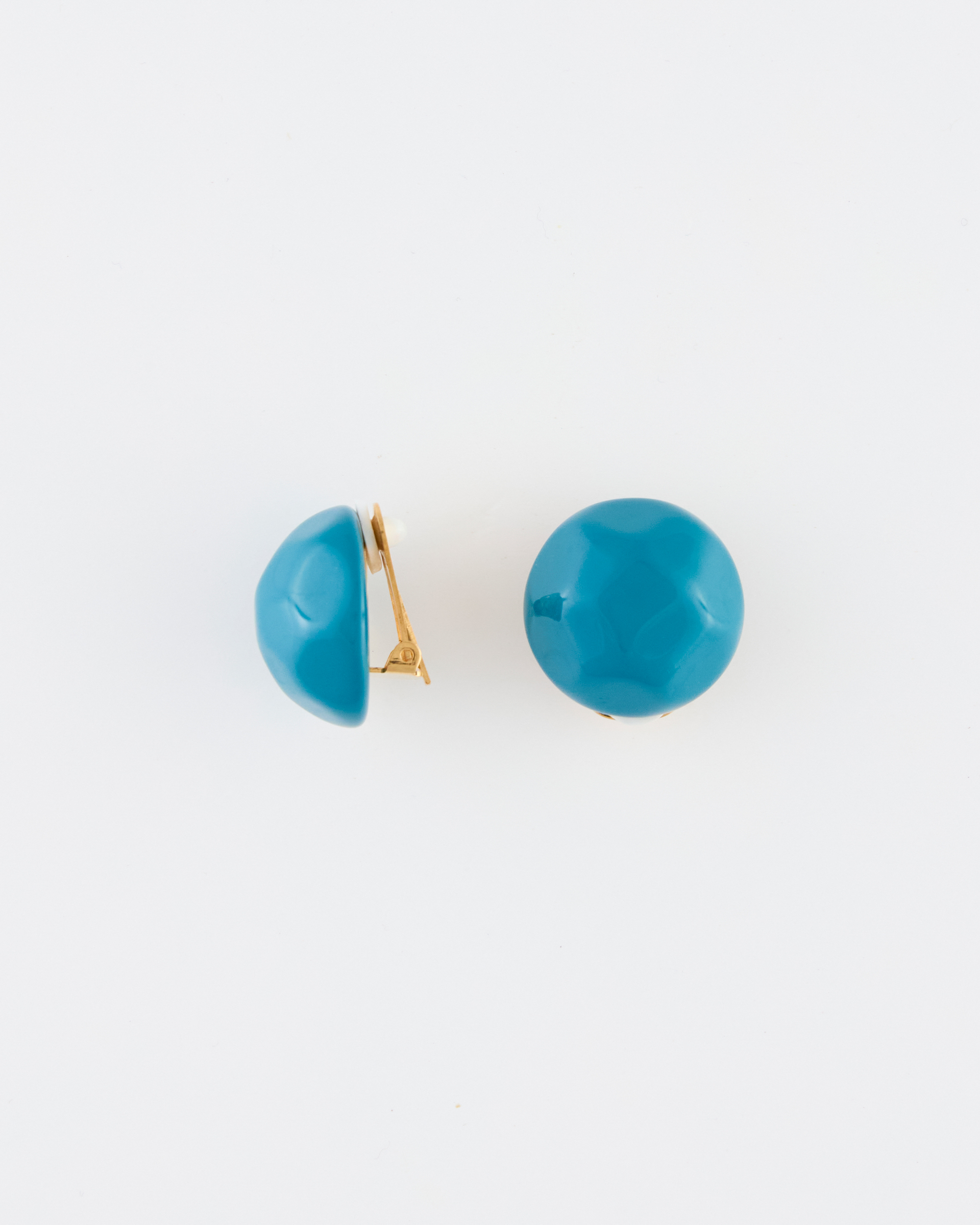 Orecchino Bottone Clip Resina Sfaccettata mm 25 Azzurro