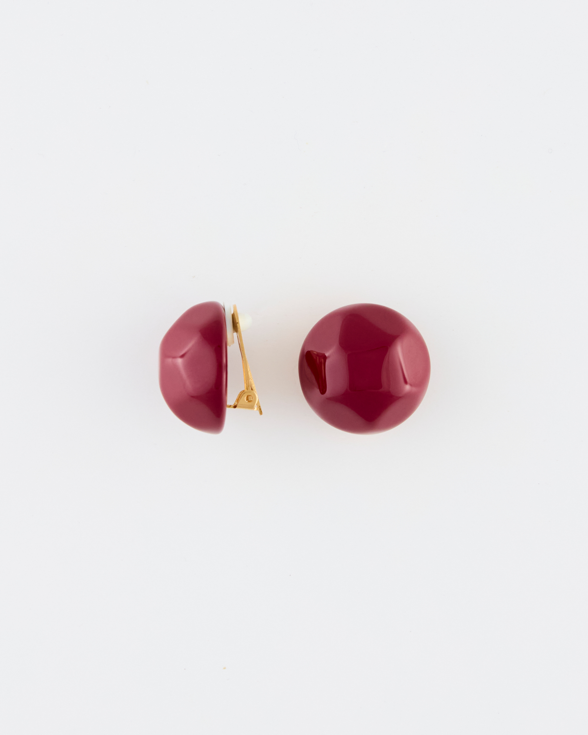 Orecchino Bottone Clip Resina Sfaccettata mm 25 Bordeaux