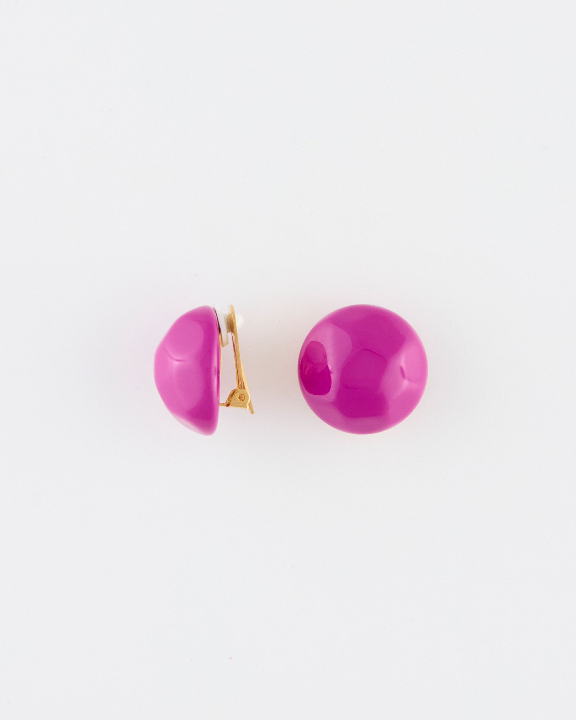 Orecchino Bottone Clip Resina Sfaccettata mm 25 Fuxia