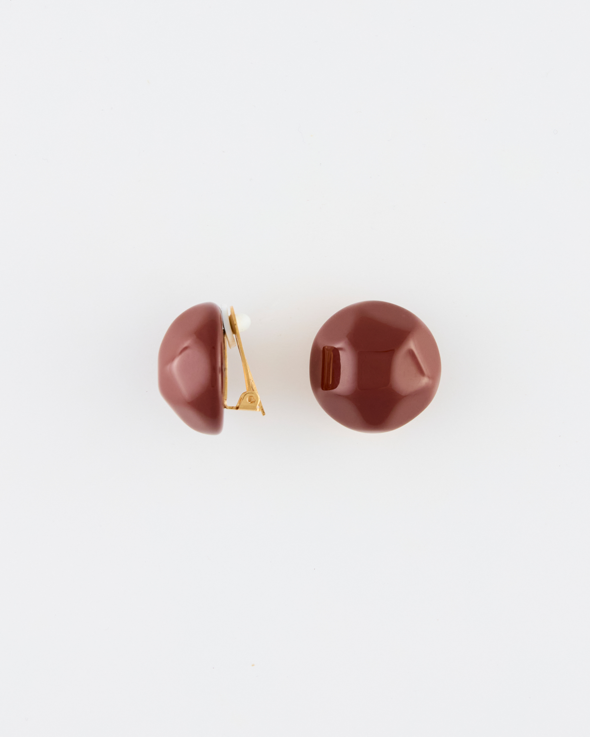 Orecchino Bottone Clip Resina Sfaccettata mm 25 Gianduia