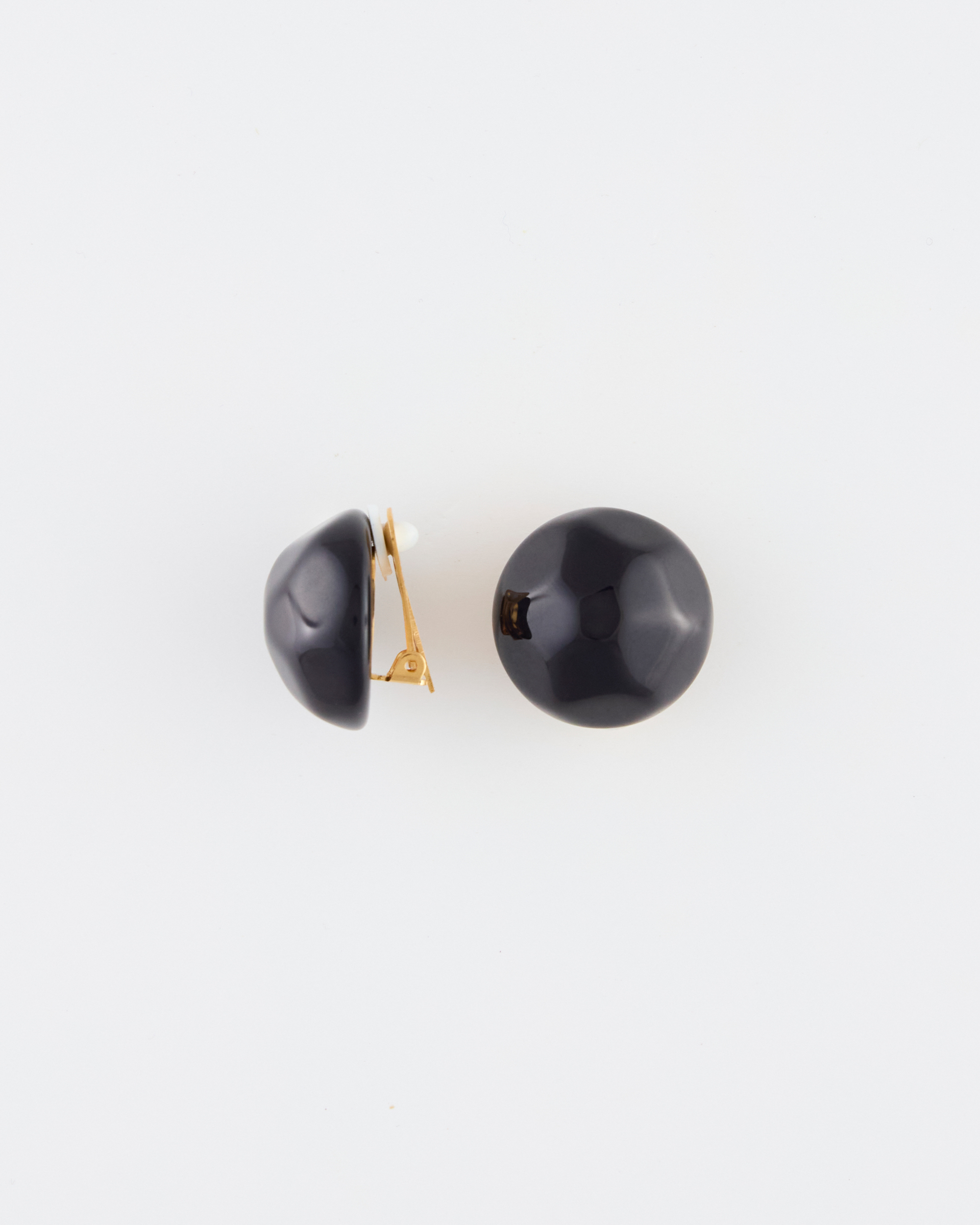 Orecchino Bottone Clip Resina Sfaccettata mm 25 Nero