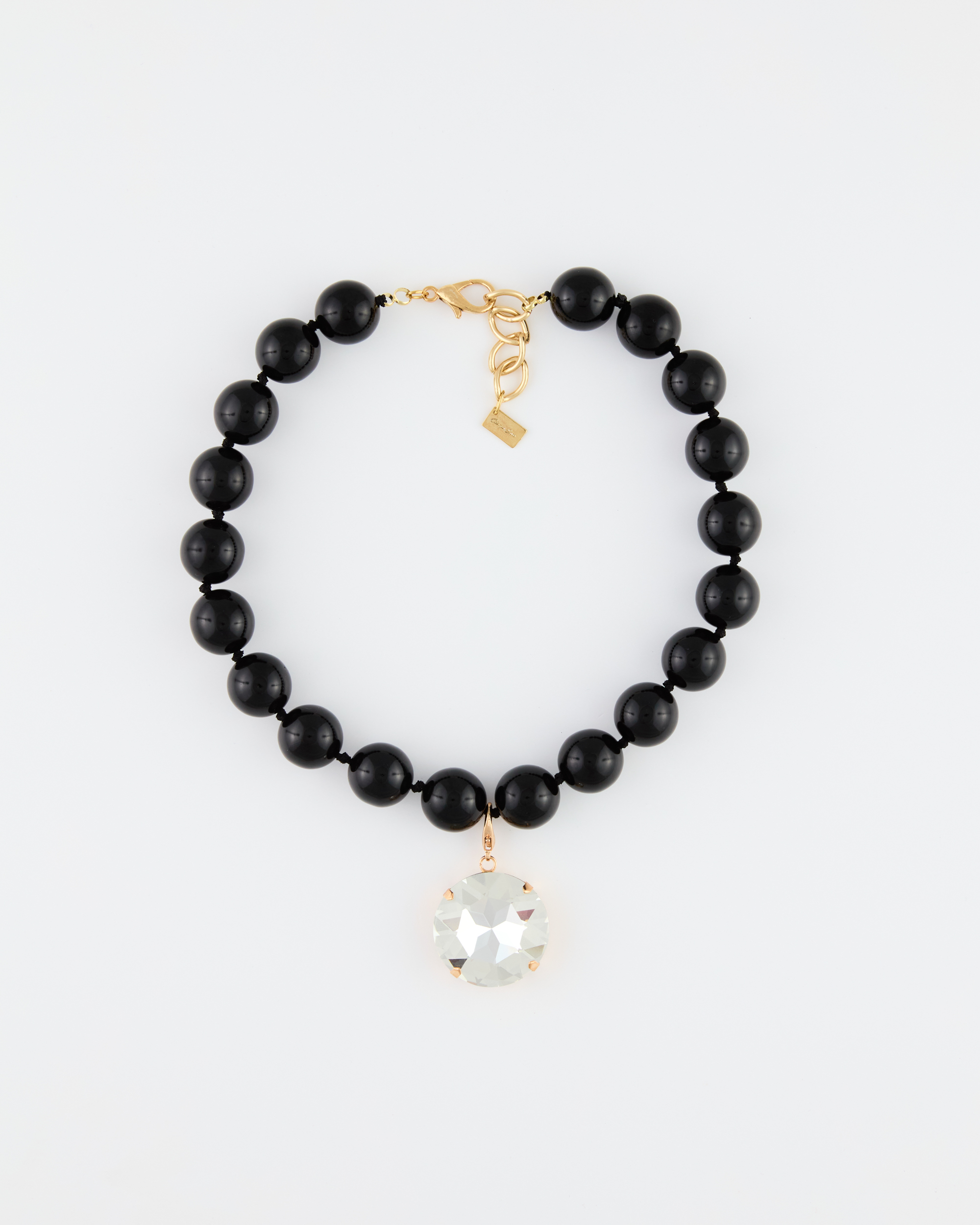 Collana Girocollo Boule Nero + Strass Cristallo LE NUOVE BOULE DI CINZIA ESSE cm 47 + 5 cm