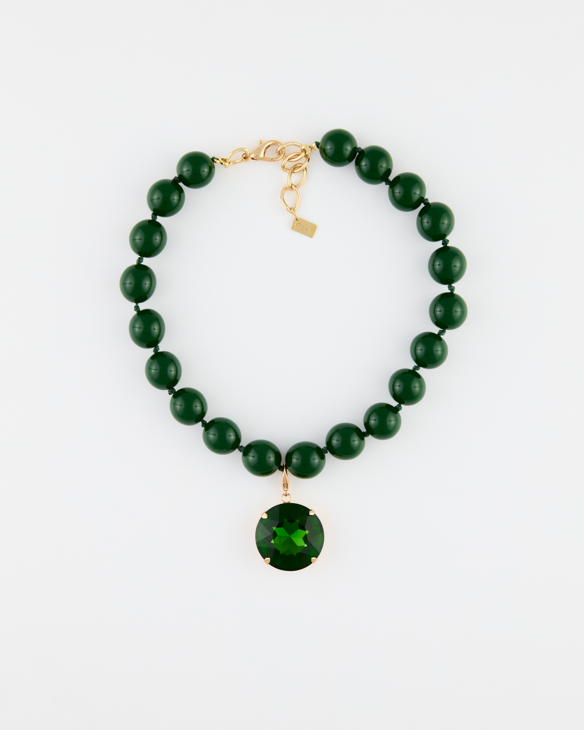 Collana Girocollo Boule Verde + Strass Smeraldo LE NUOVE BOULE DI CINZIA ESSE cm 47 + 5 cm