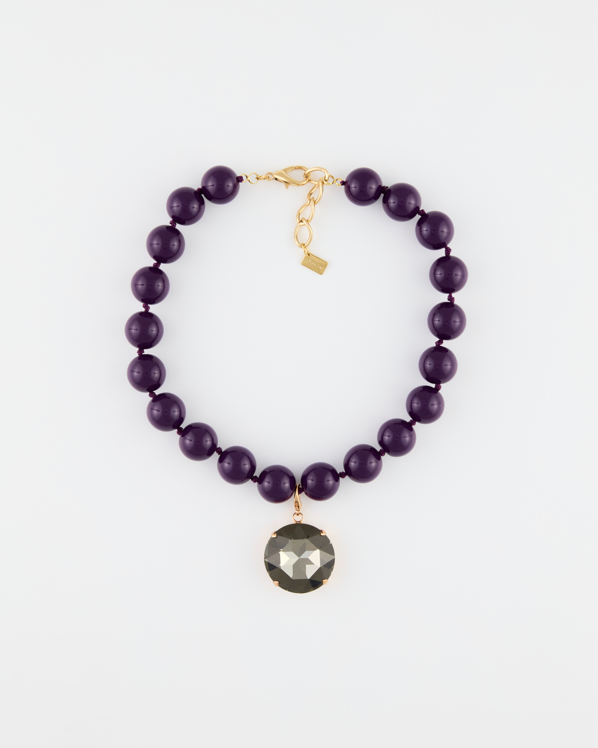 Collana Girocollo Boule Viola + Strass Black Diamond LE NUOVE BOULE DI CINZIA ESSE cm 47 + 5 cm