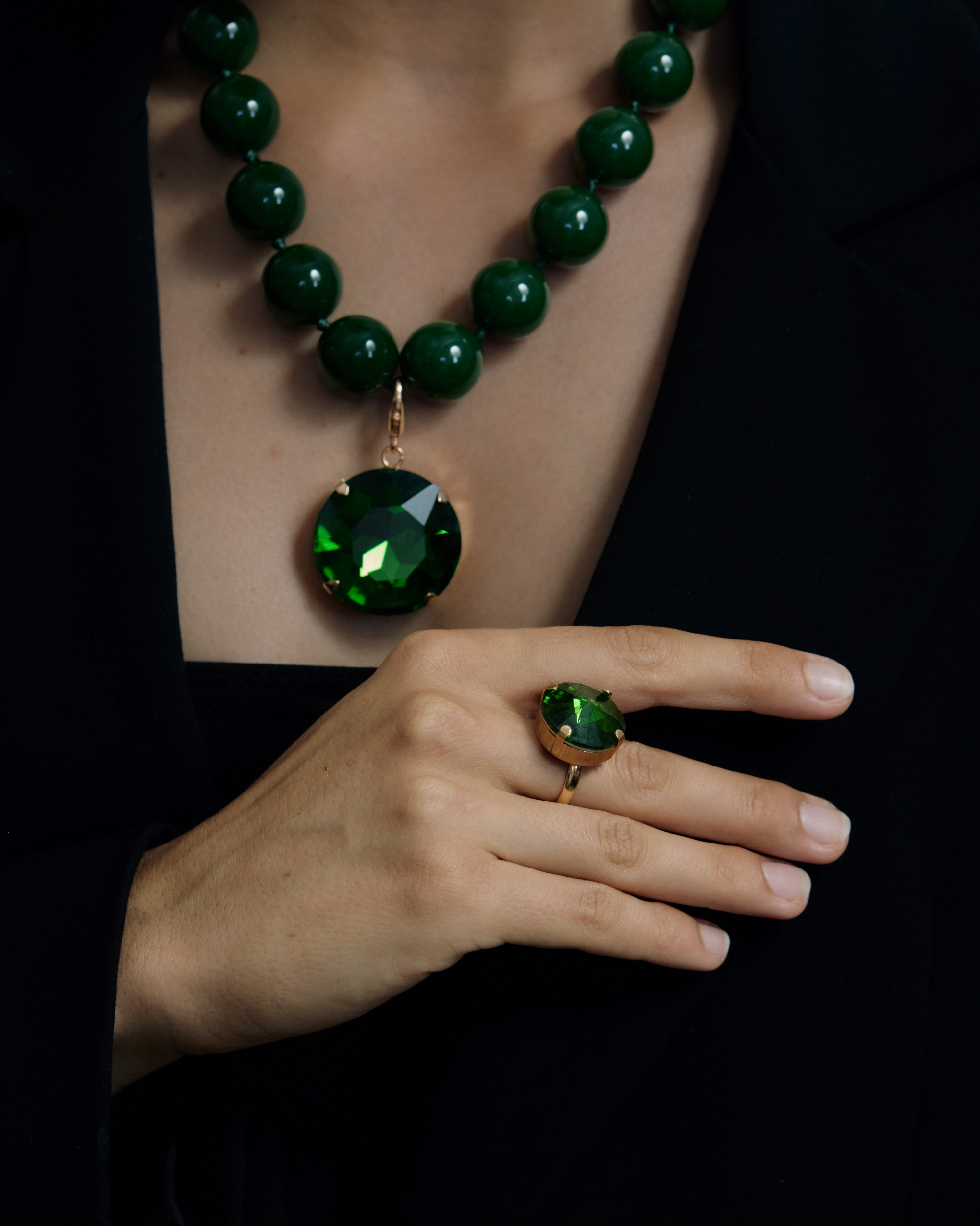Anello Regolabile Strass Smeraldo LE NUOVE BOULE DI CINZIA ESSE - immagine 2